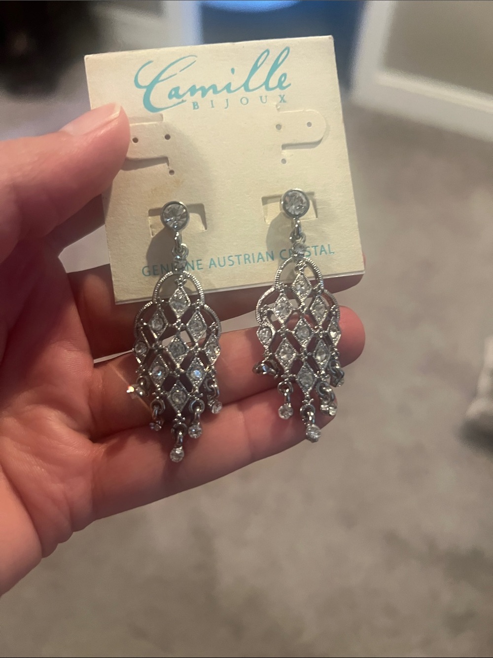 Silver Crystal Dangle Earrings